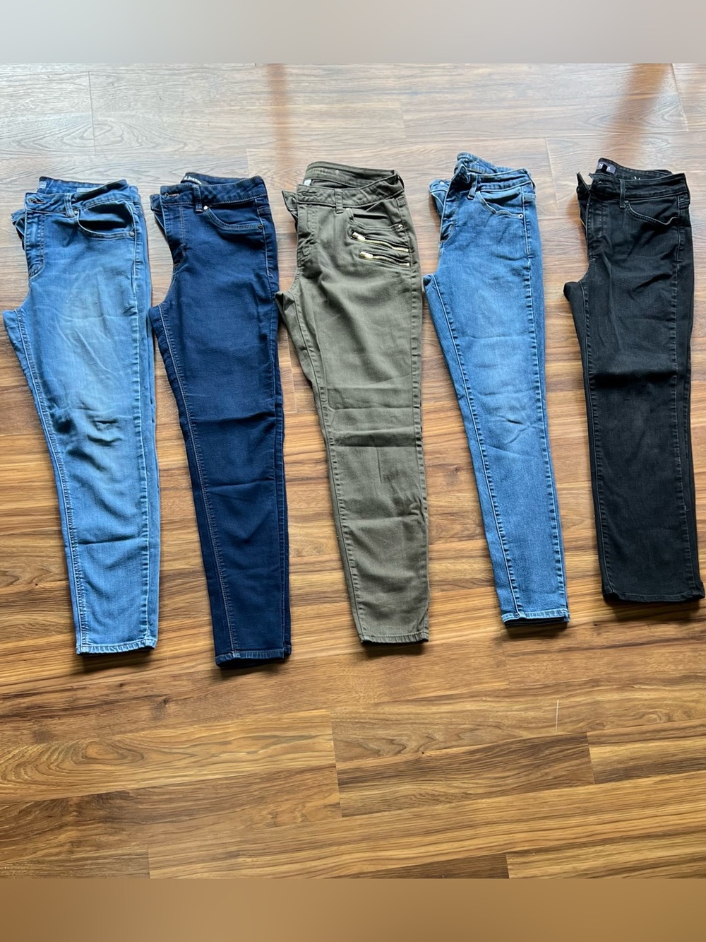 5 Pair of Women’s Slim Fit Jeans - Blue, Dark Blue, Olive, Light Blue, Black